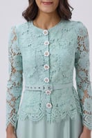 فستان دانتيل أخضر ميدي