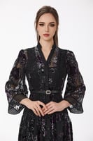 فستان طبع مخمل مع كلف