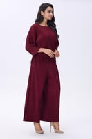 طقم عنابي بهدب