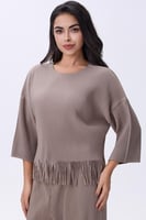 طقم بني فاتح بهدب