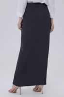 تنورة مقلم حياكه بارزه رصاصي مكسي