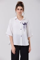 بلوزة كتان اوف وايت