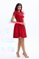 فستان كريب احمر قصير