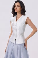 طقم أنيق بفيست مطرز وتنورة ميدي واسعة