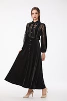 فستان دانتيل مخمل مع اكسسوار