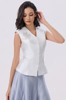 طقم أنيق بفيست مطرز وتنورة ميدي واسعة