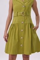 فستان قصه الجاكيت قصير باللون الأخضر الكيوي