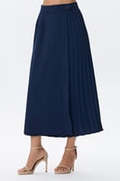 تنورة كحلي ميدي بلسية جانبي