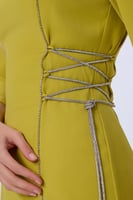 فستان كريب كيوي برباط كريستال