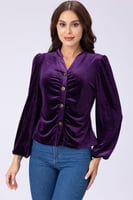 بلوزة مخمل بنفسجي