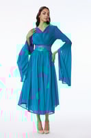 فستان شيفون مع حزام عريض