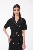 فستان كريب اسود بقصة جاكيت