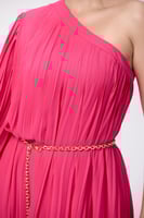 فستان كريب حرير فوشيا بليسية