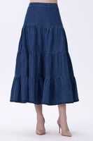 تنورة جينز بطبقات واسعة