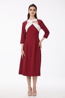 فستان كريب احمر