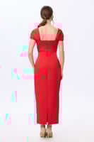 فستان كريب احمر