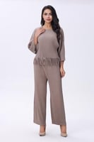 طقم بني فاتح بهدب