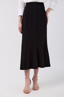 تنورة كريب اسود ميدي