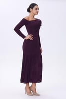 فستان أوف شولدر بزهرة بارزة وتنورة بليسيه