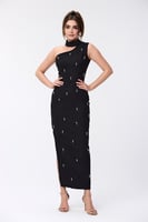 فستان كريب مع لؤلؤ