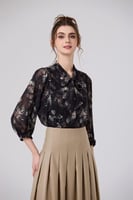 بلوزة شيفون اسود شفاف