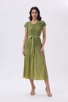 فستان ميدي أخضر كيوي