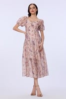 فستان شيفون بطبعة الورد