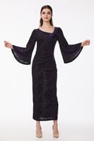 فستان طبع مخمل بنفسجي