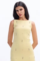فستان كريب أصفر بكشكش