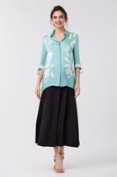 بلوزة ساتين تركواز