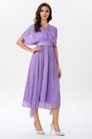 فستان ليلكي شيفون لماع مع كريستال