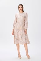 فستان ريون مجعد بيج