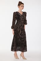 فستان طبع مخمل بثنيات