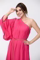 فستان كريب حرير فوشيا بليسية