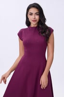 فستان شتوي بورغندي بتطريز ناعم