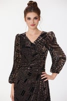 فستان طبع مخمل بثنيات