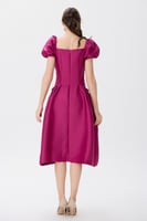 فستان ستان فوشي بكسرات