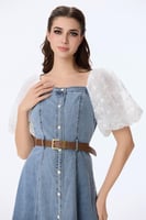 فستان جينز مع دانتيل