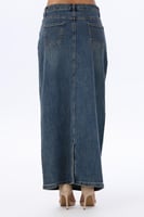 تنورة جينز طويلة بلون أزرق داكن