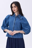 بلوزة ازرق جينز