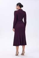 فستان موف استرتش بأزرار أمامية