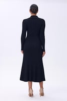 فستان أسود استرتش بأزرار أمامية