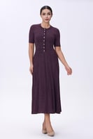 فستان موف استرتش بأزرار أمامية