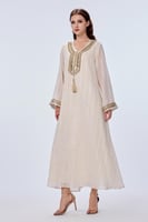 جلابية كتان بيج