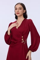 فستان ستان عنابي