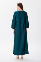 جلابية ستان اخضر الزمرد