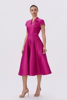 فستان تفته ميدي فوشي أنيق