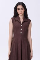 فستان شمواه بني بدون أكمام