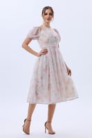 فستان تول مع نقشة الور