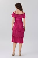 فستان فوشيا شيفون كشكش بليسية